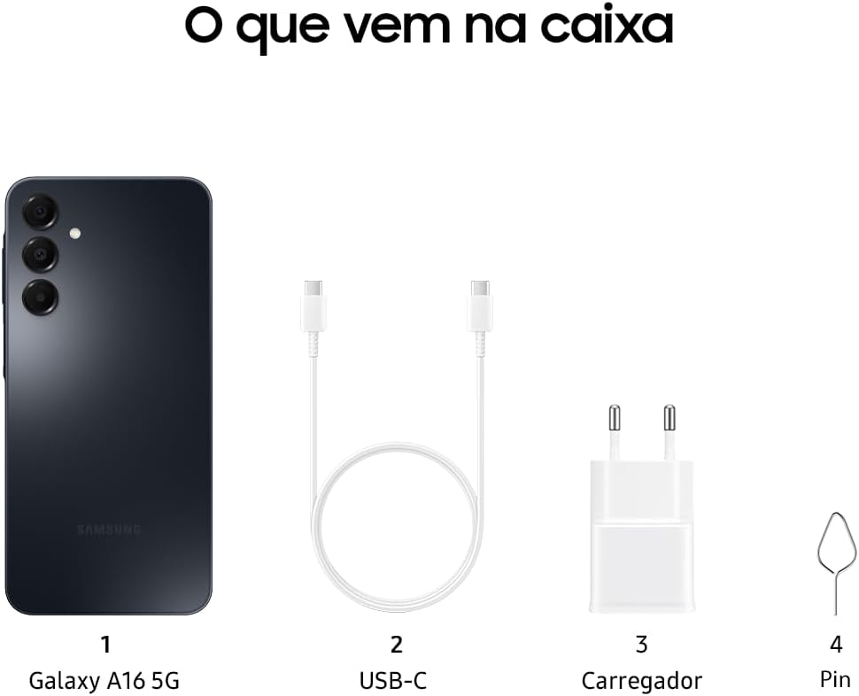 سامسونگ گلکسی A16 4G دو سیم کارت (128 گیگابایت، 2025) 6.7 اینچ AMOLED 90Hz، مقاوم در برابر پاشش آب، 8 هسته، دوربین 50 مگاپیکسلی (مدل بینالمللی بدون قفل کارخانه برای GSM، جهانی) A165M/DS (بسته شارژر سریع 25 واتی، مشکی)