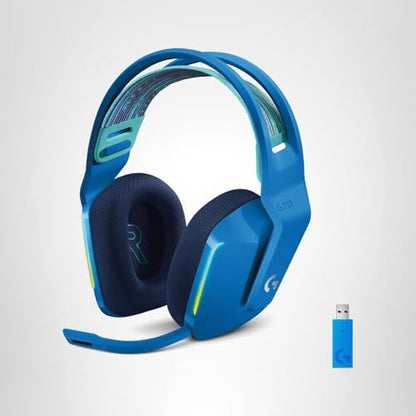 Logitech G733 Lightspeed Wireless Gaming Headset, Suspension Headband, Lightsync RGB, Blue VO!CE Mic, PRO-G Audio – Black, Gaming Headset Wireless, PC, PS5, PS4, Switch Compatible