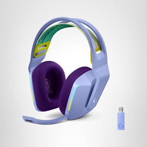 Logitech G733 Lightspeed Wireless Gaming Headset, Suspension Headband, Lightsync RGB, Blue VO!CE Mic, PRO-G Audio – Black, Gaming Headset Wireless, PC, PS5, PS4, Switch Compatible