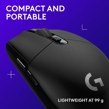 Logitech G305 LIGHTSPEED Wireless Gaming Mouse, Hero 12K Sensor, 12,000 DPI, Lightweight, 6 Programmable Buttons, 250h Battery Life, On-Board Memory, PC/Mac - Black
