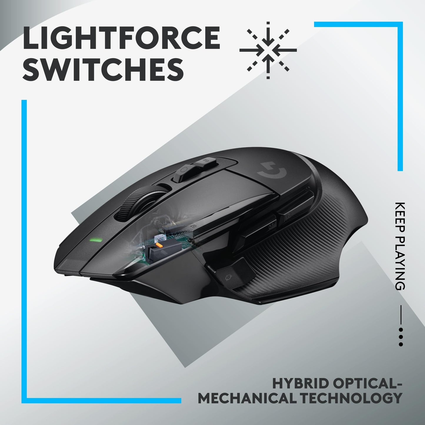 Logitech G502 X Plus Wireless Gaming Mouse - LIGHTSPEED Optical, LIGHTFORCE Switches, LIGHTSYNC RGB, HERO 25K Sensor for PC/Mac - Black