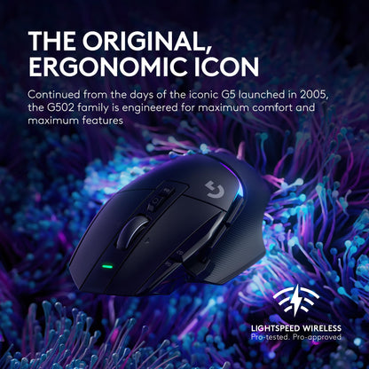 Logitech G502 X Plus Wireless Gaming Mouse - LIGHTSPEED Optical, LIGHTFORCE Switches, LIGHTSYNC RGB, HERO 25K Sensor for PC/Mac - Black